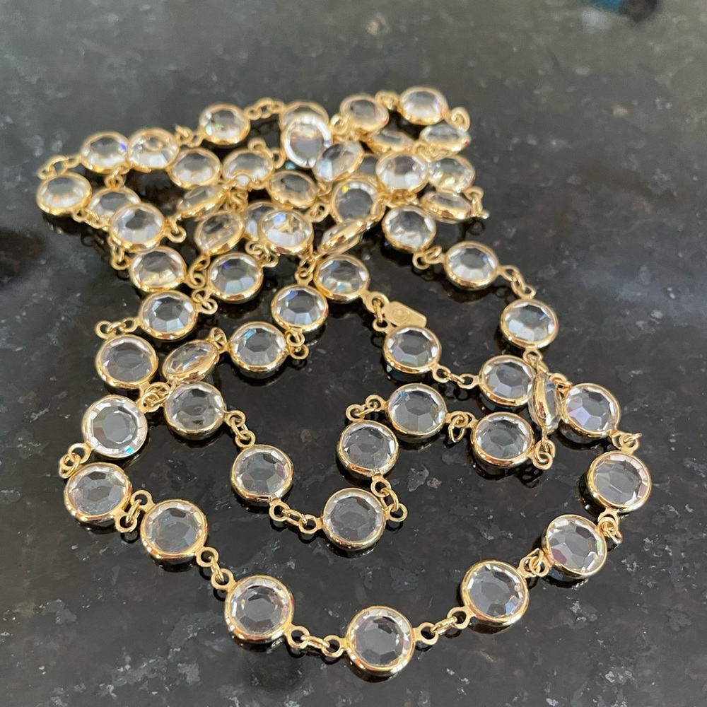 Swarovski White crystal Bezel necklace 35” NWOT